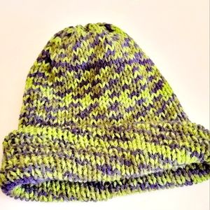 Handmade Slouchy Green knitted Camo adult size beanie unisex